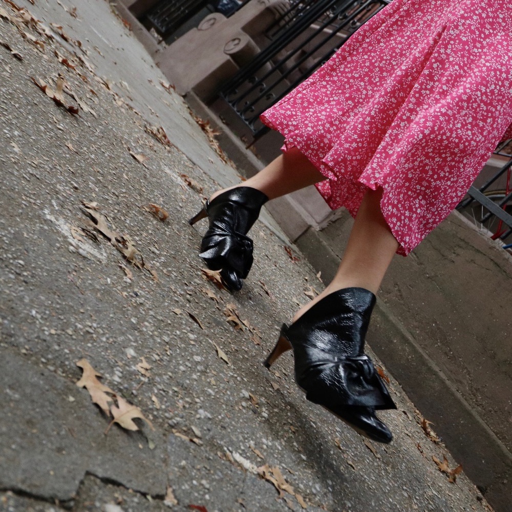 Glossy leather Miista Paulette heeled mules